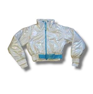 ASOS 4505 Ski Metallic Funnel Neck Crop Jacket with Belt Size 4 NEW